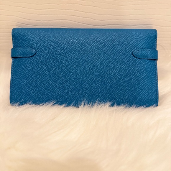Hermes Blue Epsom Kelly Classic Wallet - Picture 4 of 9